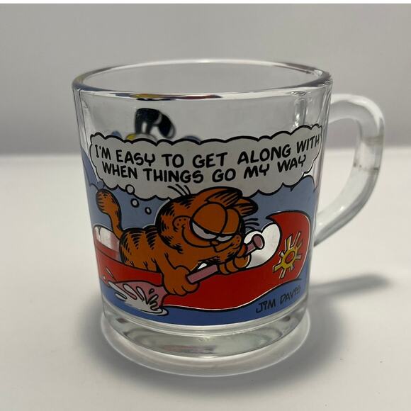 Vintage Garfield 1978 I’m Easy To Get Along With When Things Go My Way Glass Mug - Picture 1 of 8